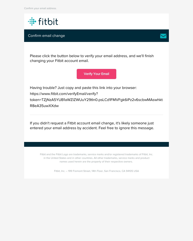 Fitbit - Action required: Confirm Fitbit account email address