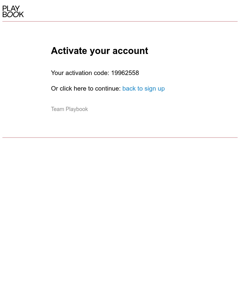 Playbook - Activate your account