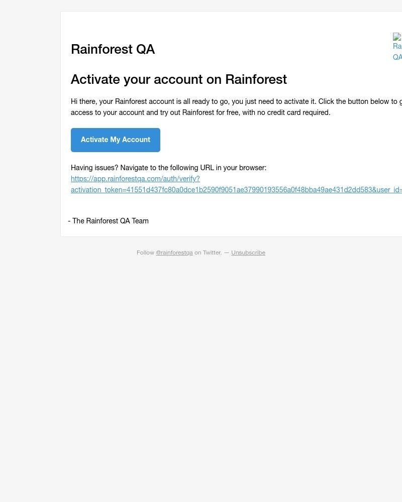 Rainforest - Activate your account on Rainforest