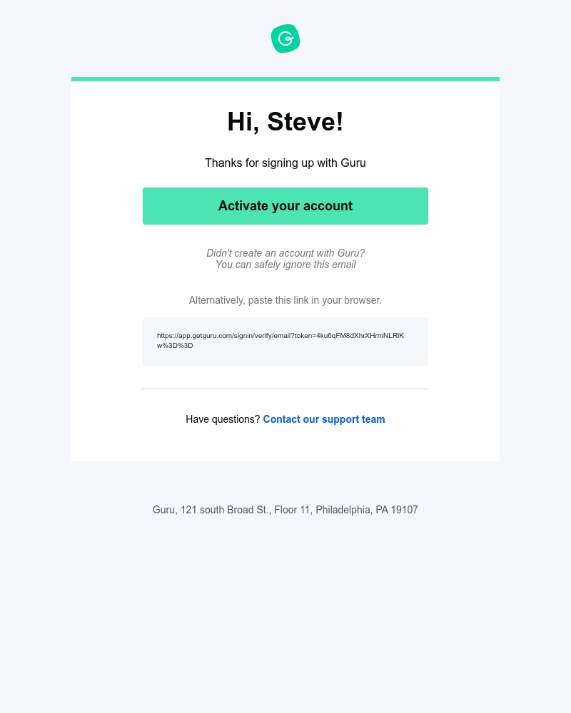 Guru - Activate your Guru account