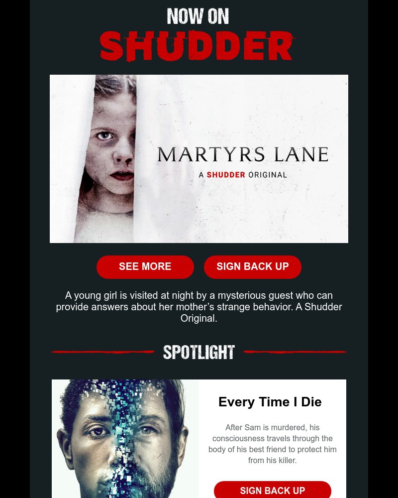 Shudder - An Eerie Ghost Story — Take a Trip Down ‘Martyrs Lane’ Now
