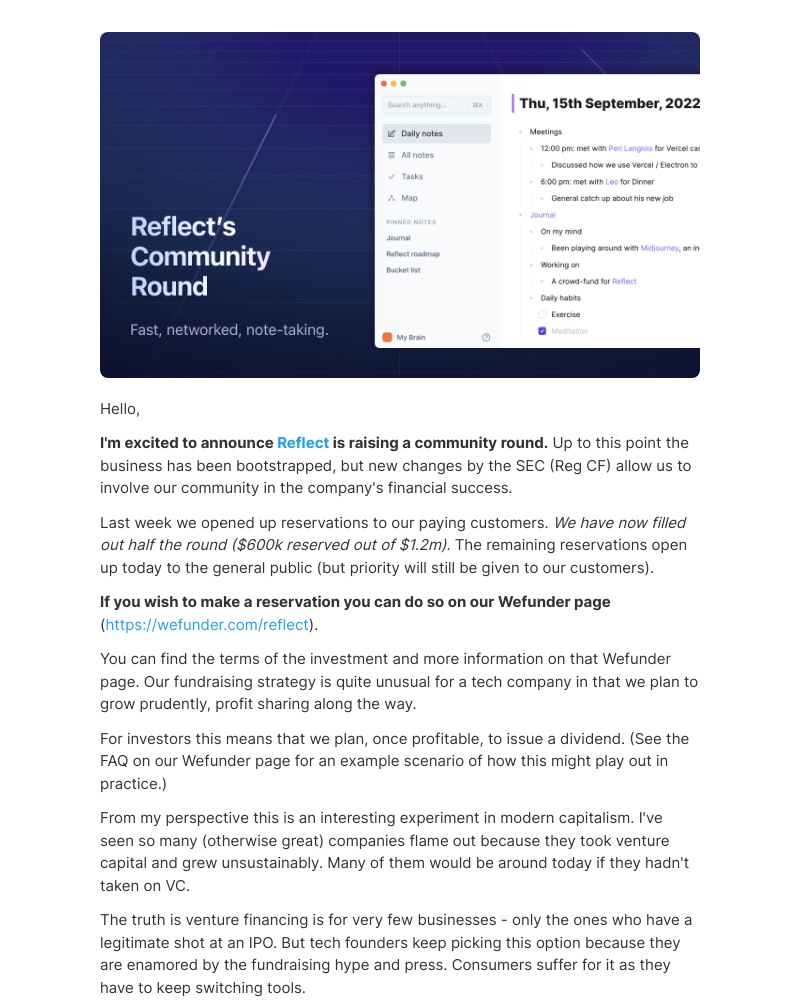 Reflect - Announcing Reflect's community round