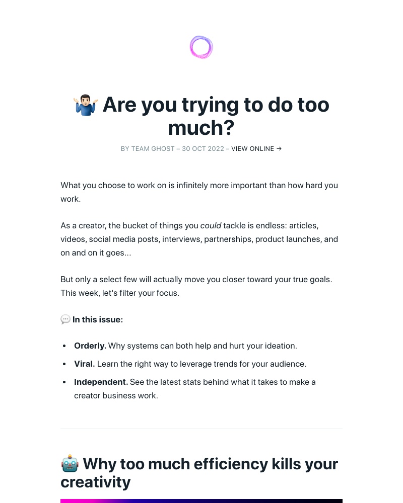 Ghost - 🤷🏻♂️ Are you trying to do too much?