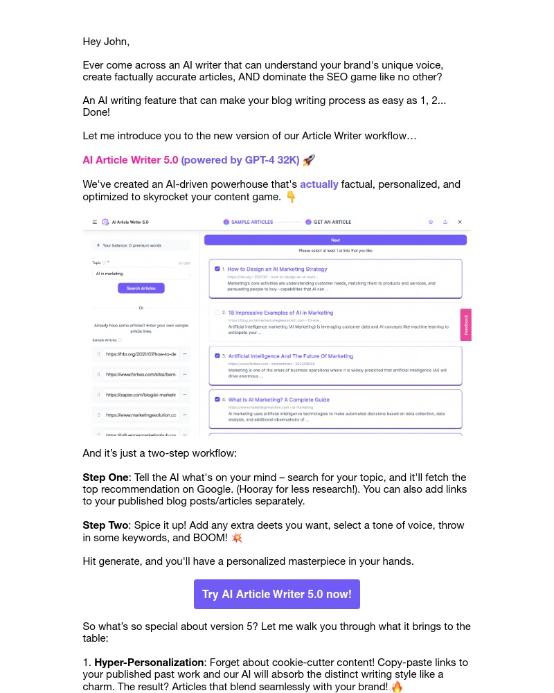 Writesonic - Article Writer 5.0 is here: Get access to GPT-4 32K & more words than before!