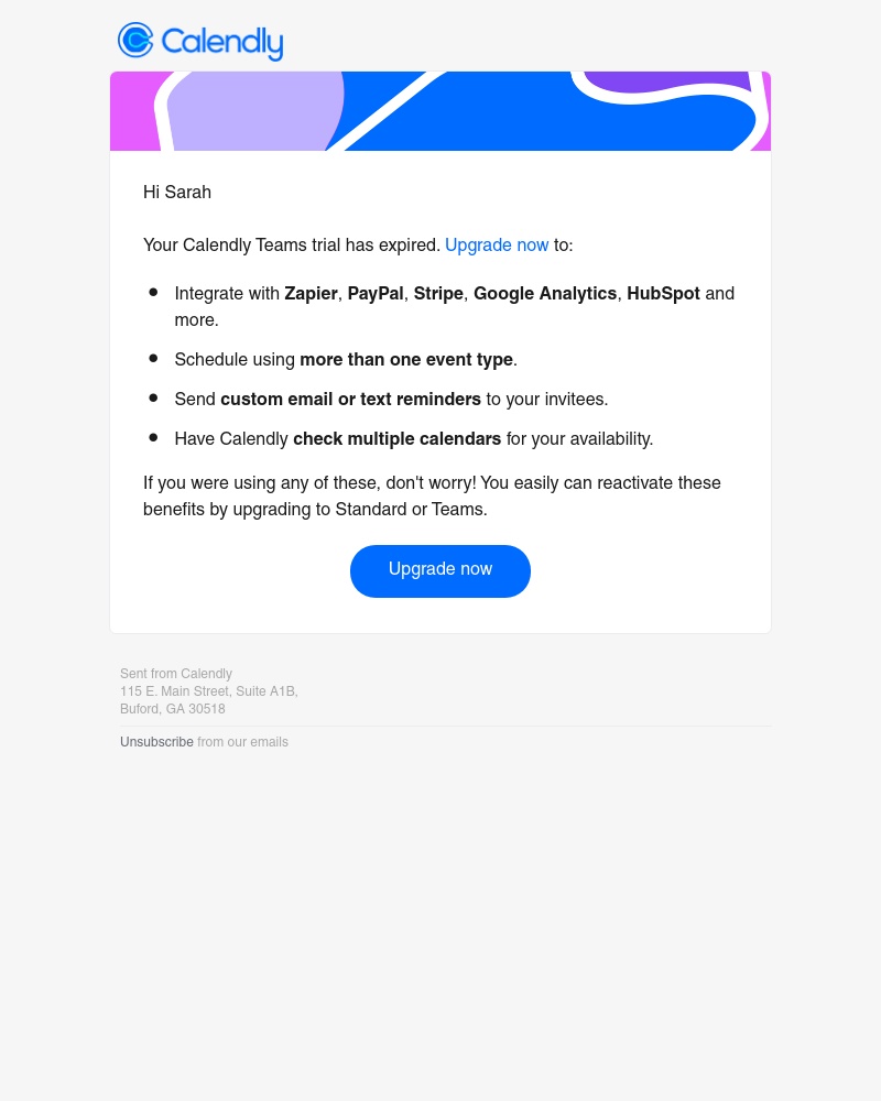 Calendly - Attn: Your Teams trial has expired