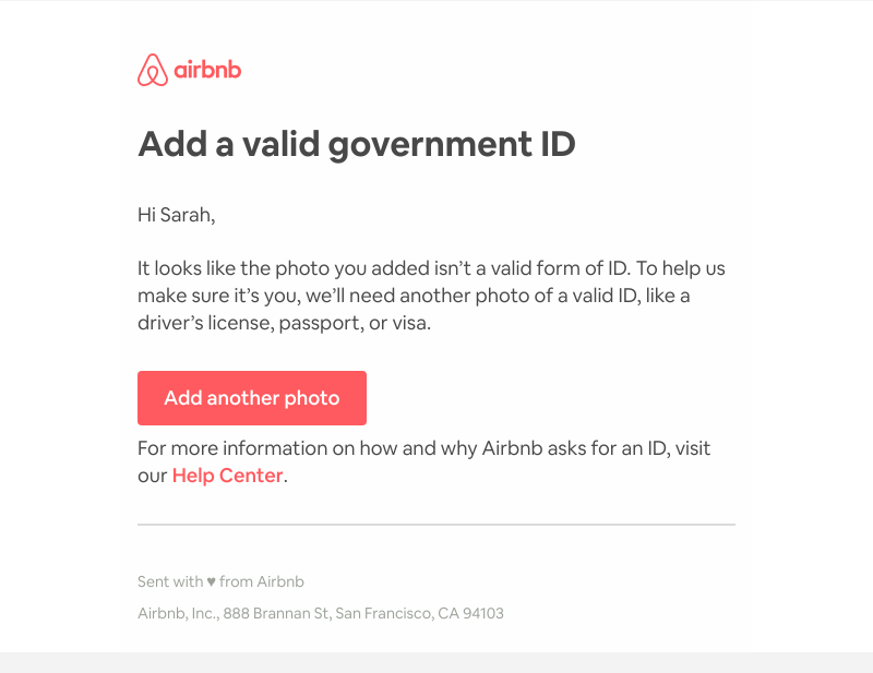 Airbnb - There was a problem with the photo of your ID