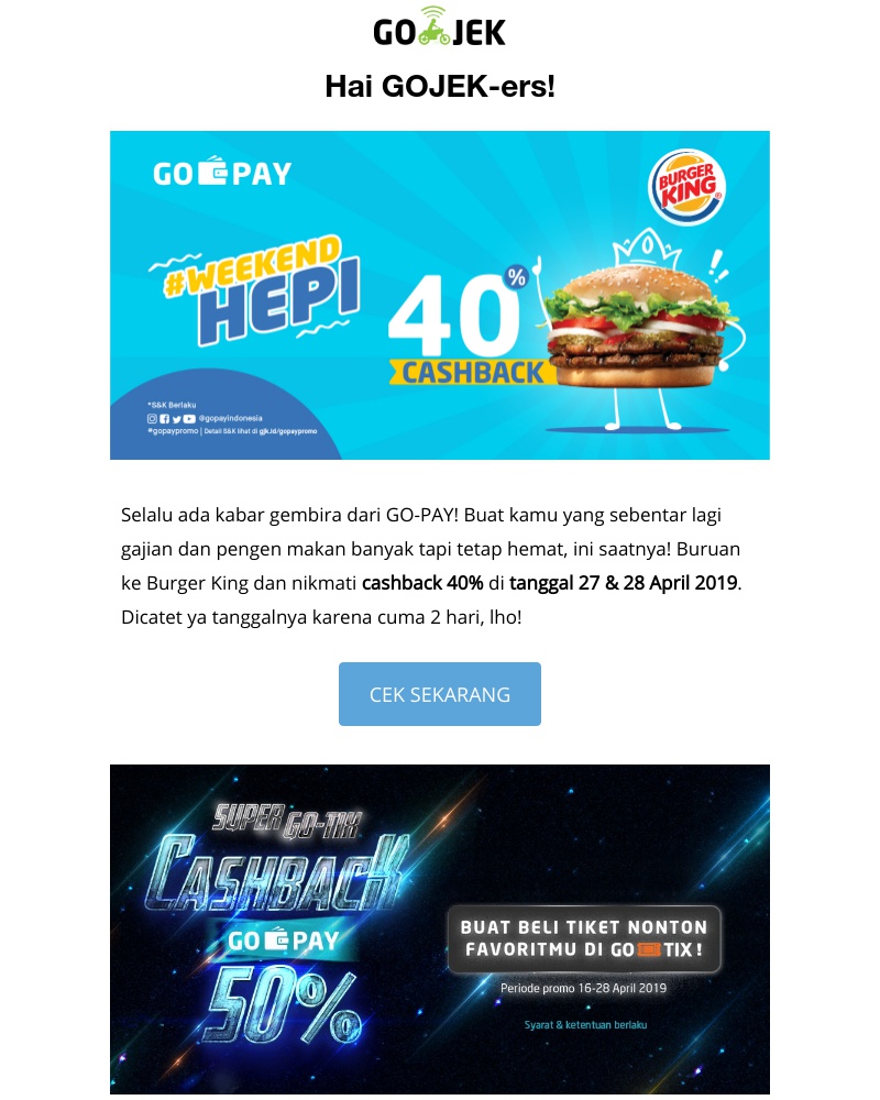 Go-Jek - Banyak keseruan di akhir bulan cuma buat kamu. Cek sekarang sebelum nyesel!