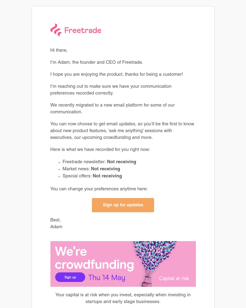 Freetrade - Be the first to get news