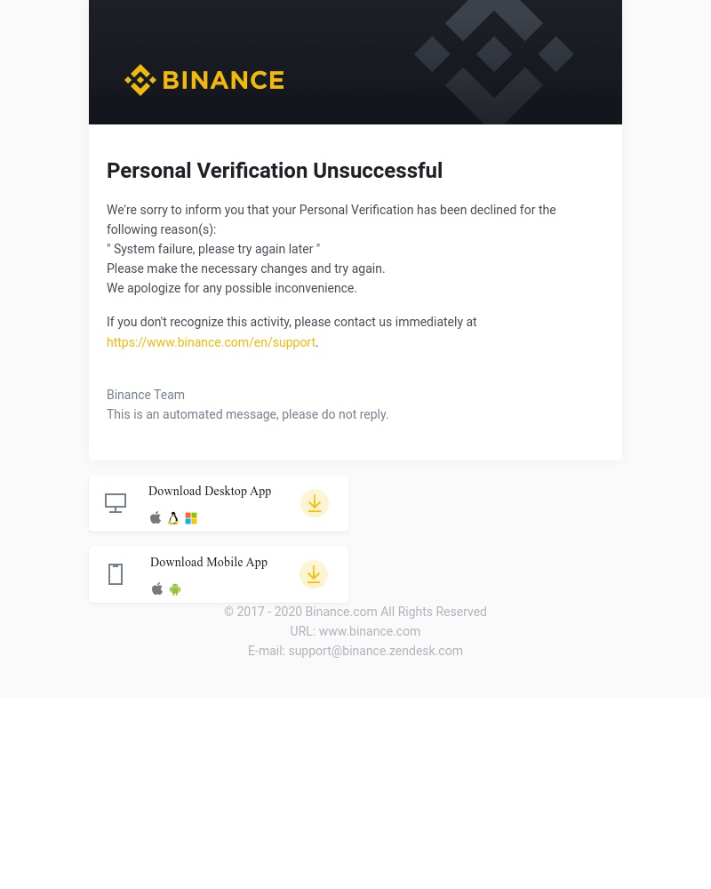 Identity verification on Binance video screenshot
