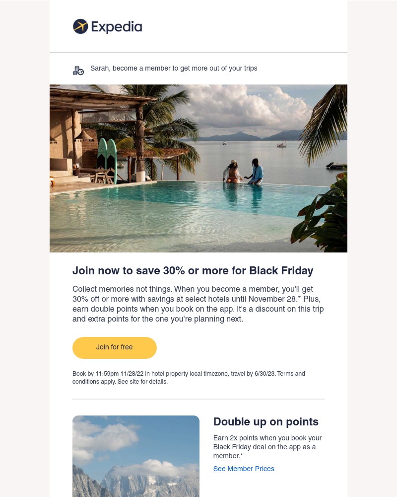 Expedia - Black Friday is on: Join to get 30% off or more