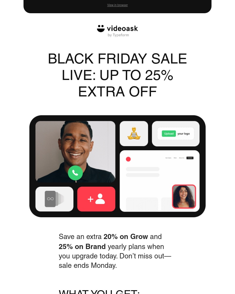 VideoAsk - Black Friday Sale’s here 🧘 | Up to 20% extra off