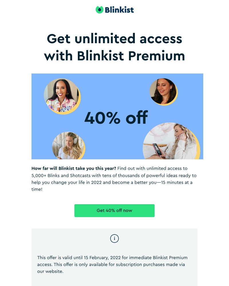 Blinkist - Blinkist Premium at 40% off