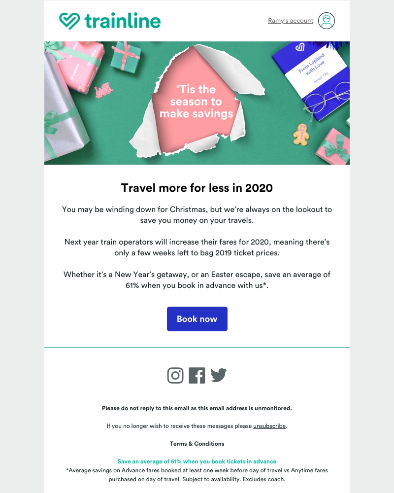 Trainline - Book 2020 travel at 2019 prices