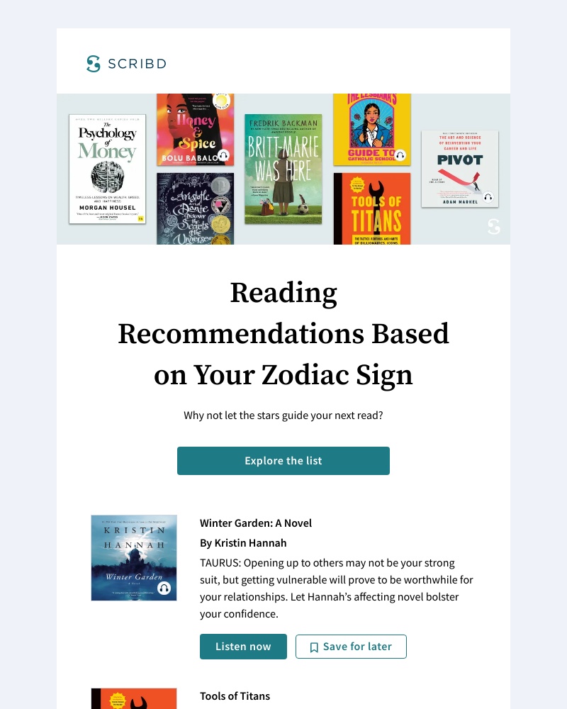 Scribd - Books to Read Based on Your Sign β¨