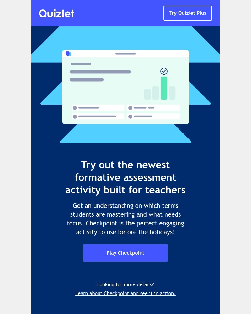 Quizlet - Bring engagement to class before the holidays with Checkpoint!
