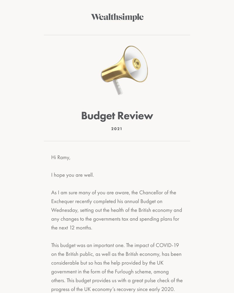 Wealthsimple - Budget 2021 Review