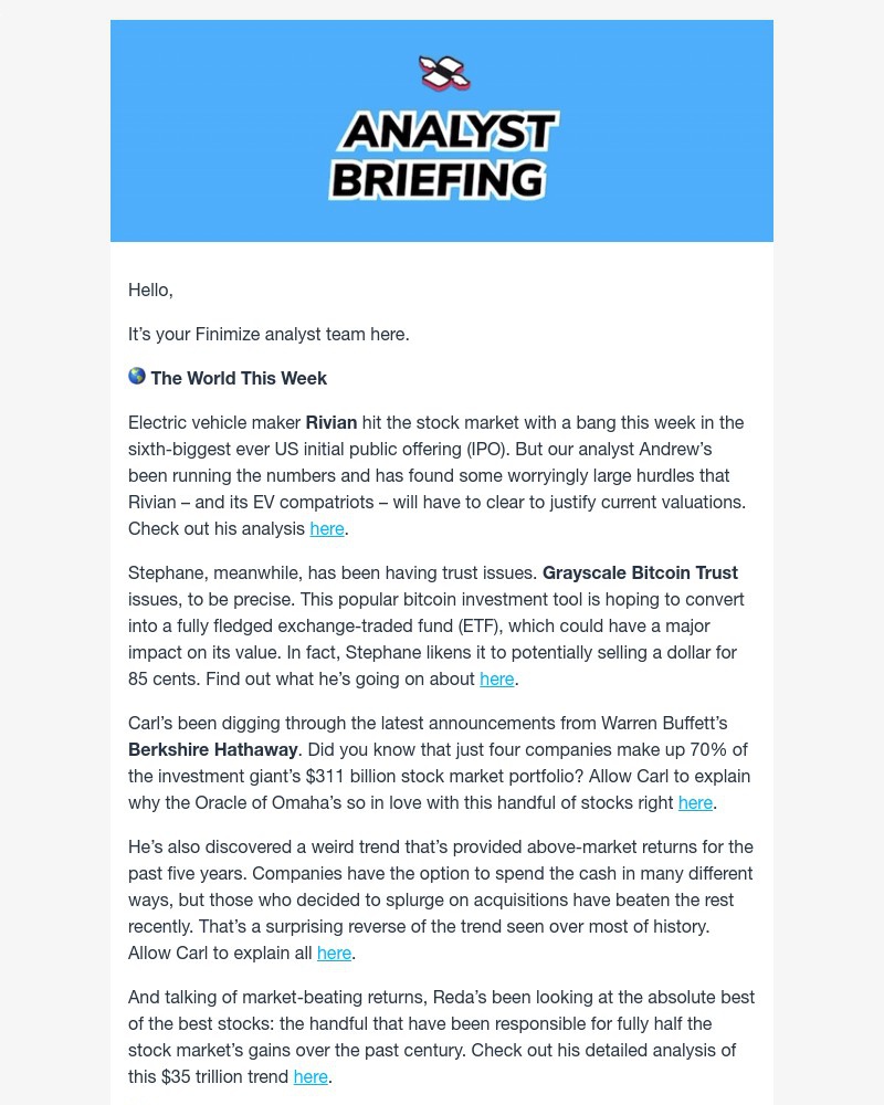 Finimize - 🥇 Buffett’s top stock picks