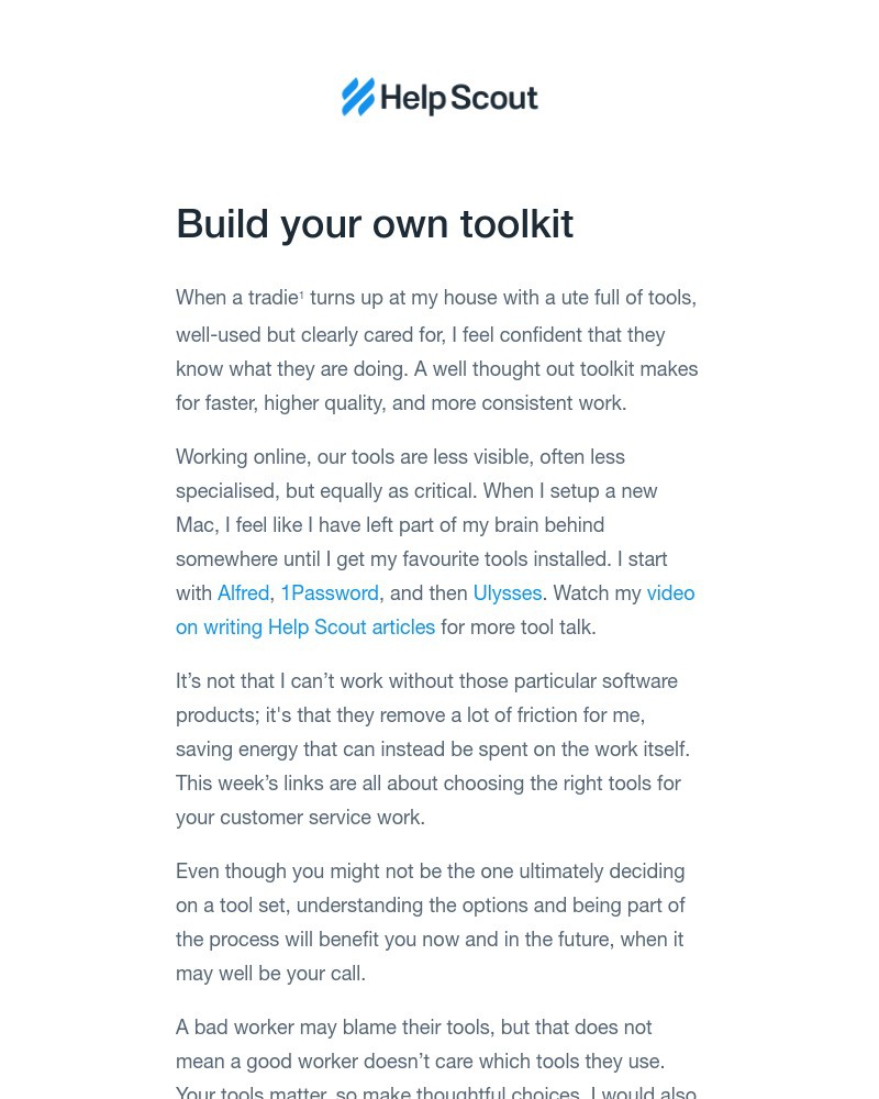Help Scout - Build your own toolbox - mine starts with Alfred