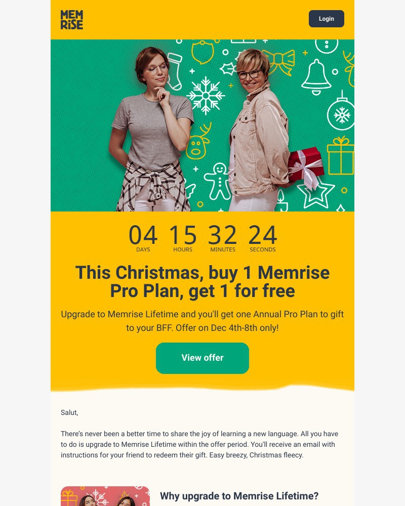 Memrise - Buy 1 Memrise Pro Plan, get 1 for free this Christmas!