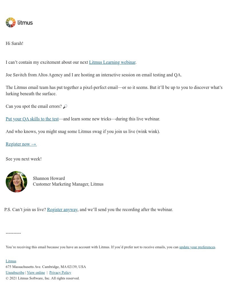 Litmus - Can you spot the mistakes in this email?