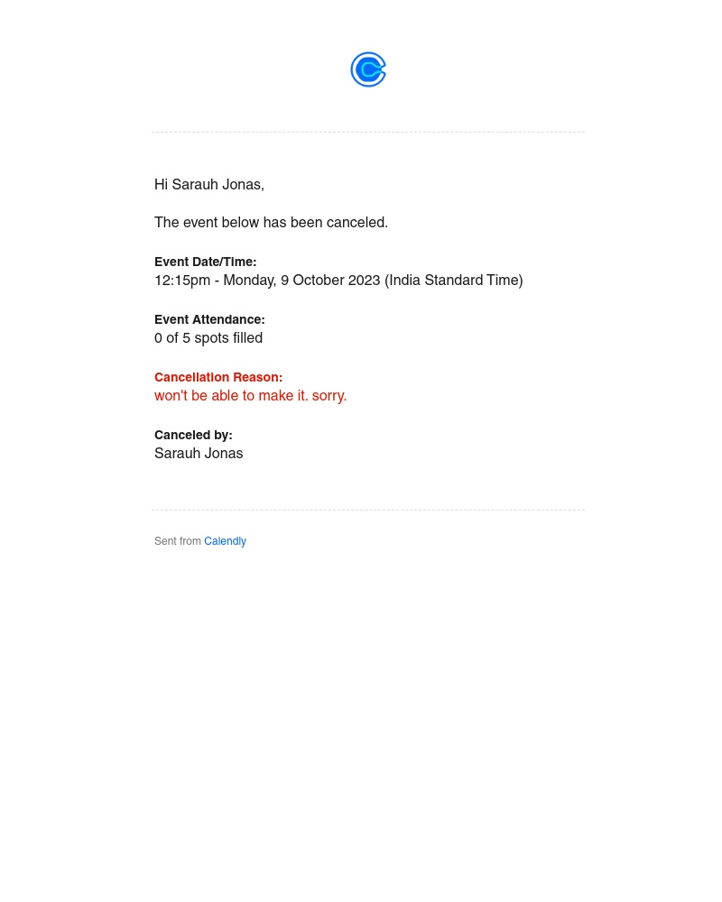 Calendly - Cancellation: Learn DesignOps on 9 October 2023