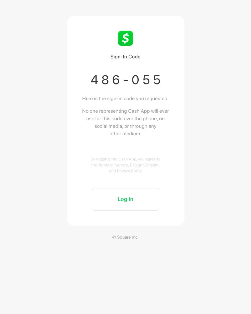 Cash App - Cash App Sign In Code (486-055)