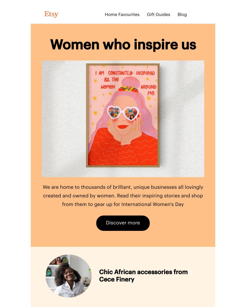 Etsy - Celebrate female-backed businesses