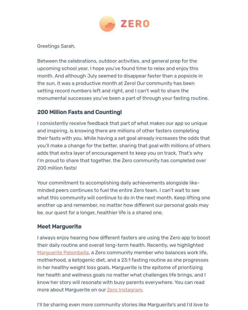 Zero - Celebrating fasters like you!