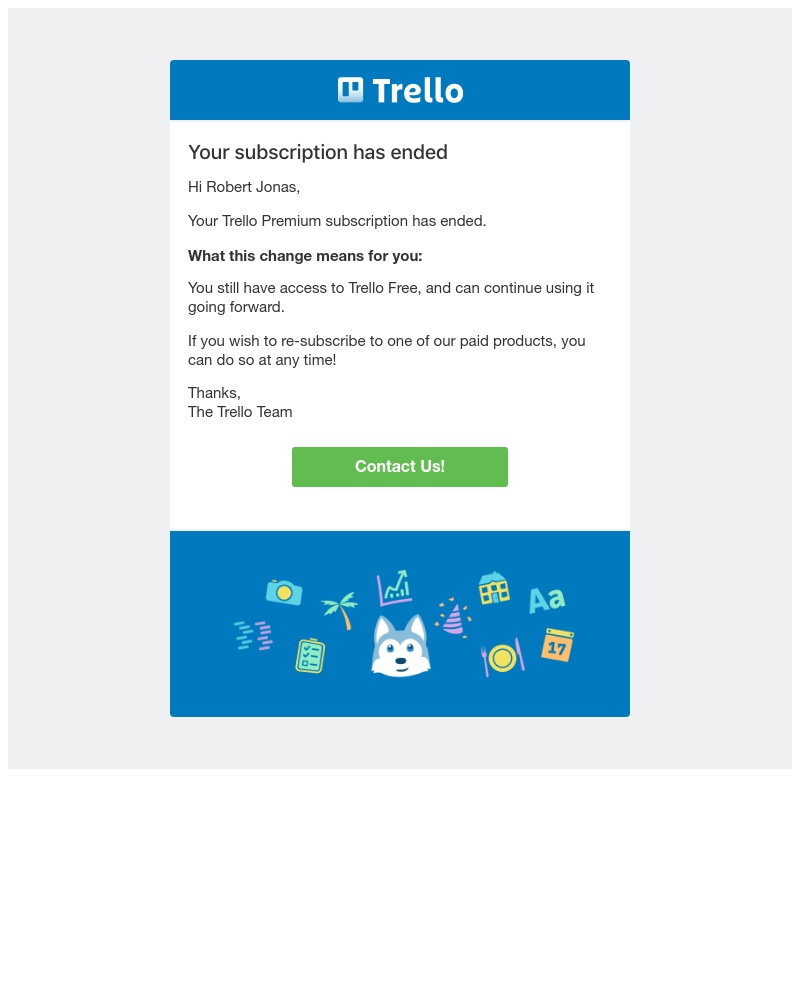 Trello - Changes to your Trello subscription