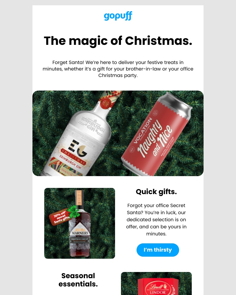 Gopuff - Christmas cheer delivered faster than Santa! ๐