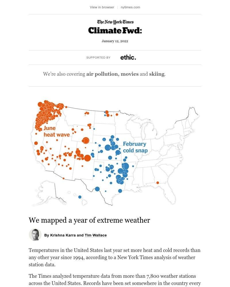 The New York Times - Climate Fwd: A year of extreme weather, mapped