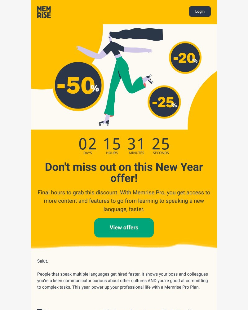 Memrise - β° Clock's ticking on this New Year offer!
