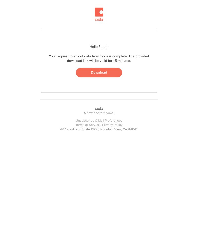 Coda - Coda data export complete