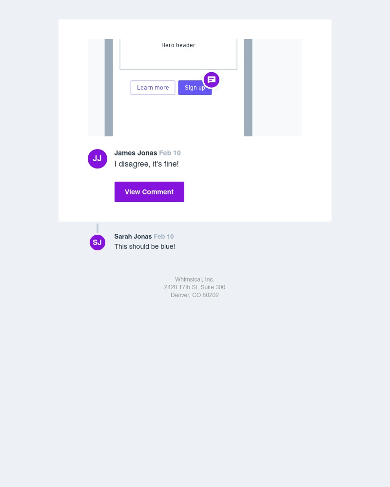 Whimsical - Comment on 'Sign up'