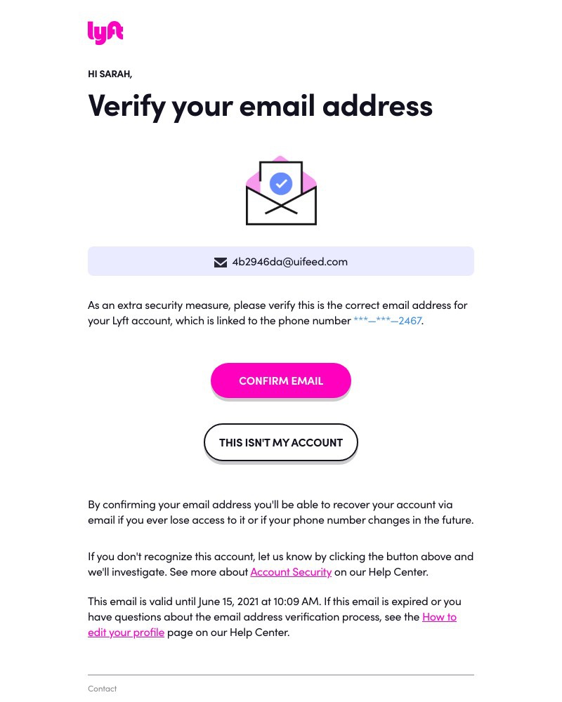 Lyft - Confirm your email