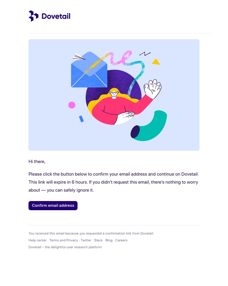 Dovetail - Confirm your email address on Dovetail