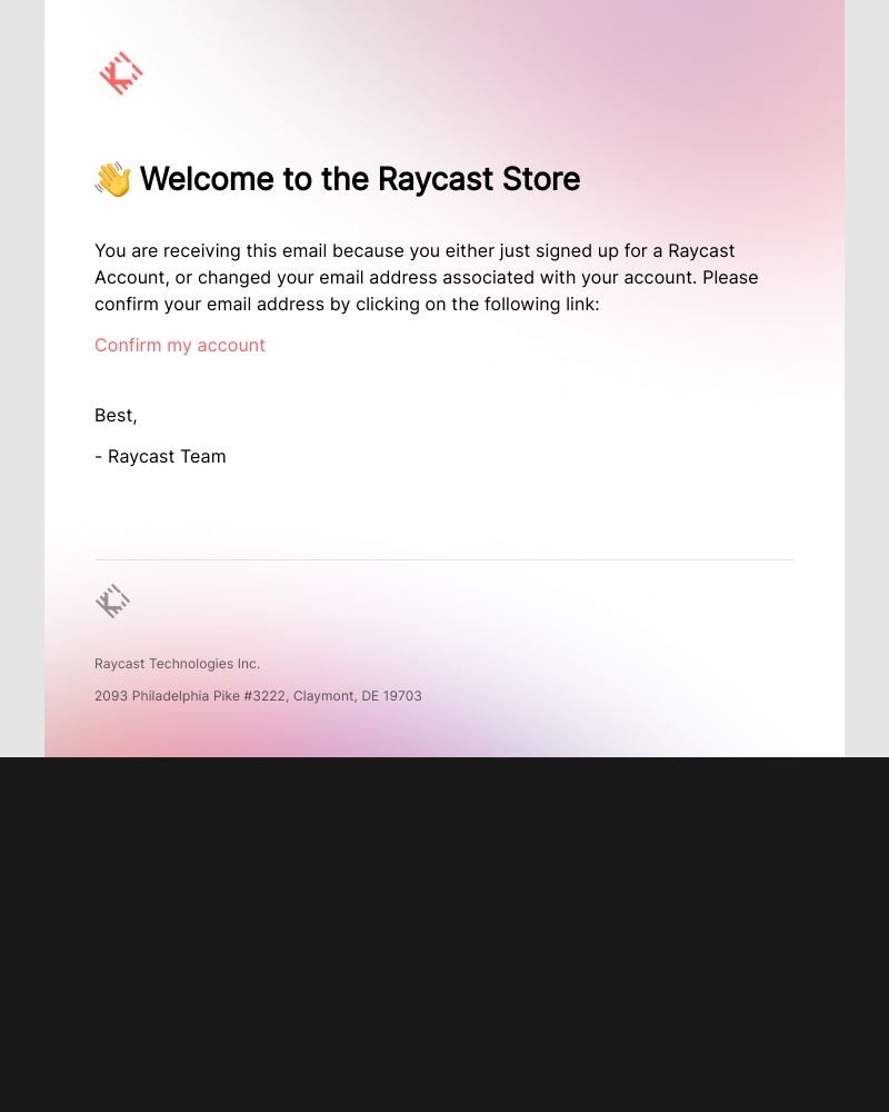 Raycast - Confirmation instructions