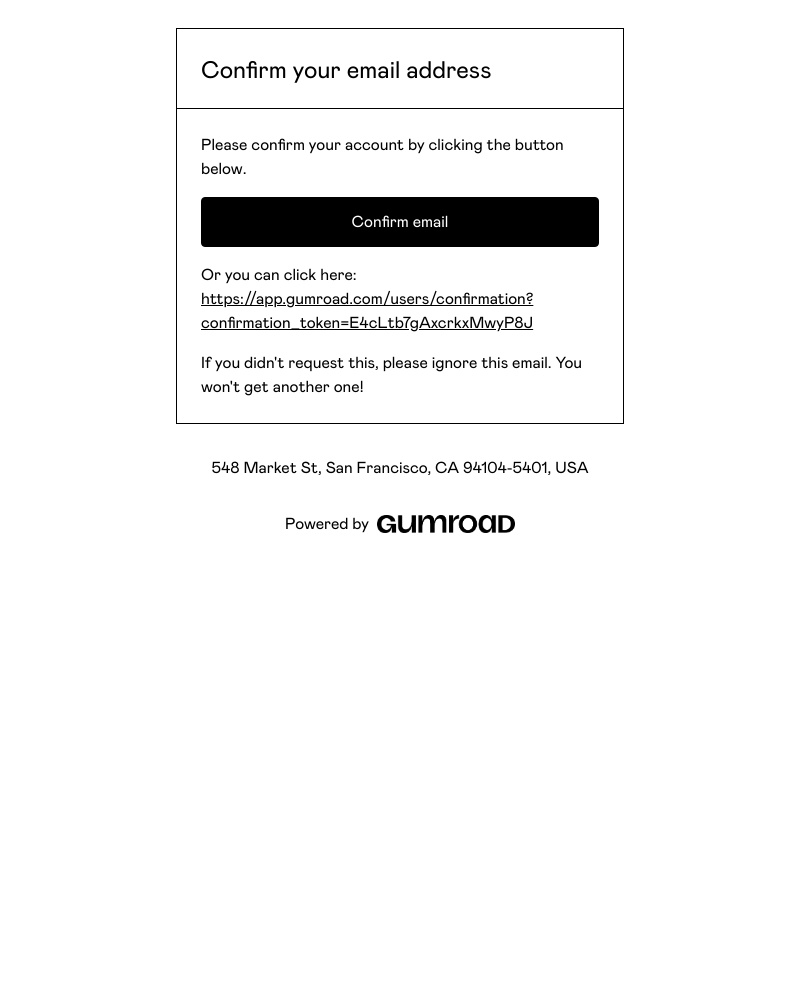 Gumroad - Confirmation instructions