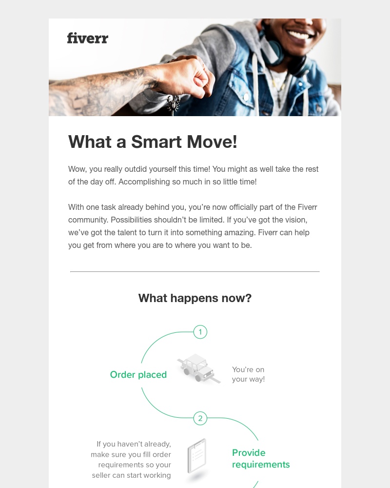 Fiverr - Congrats on your first order!