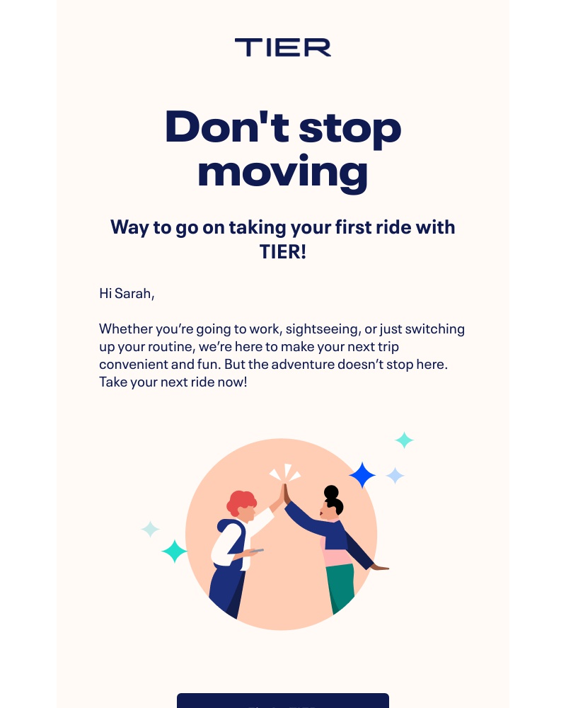 TIER - Congrats on your first ride 🙌