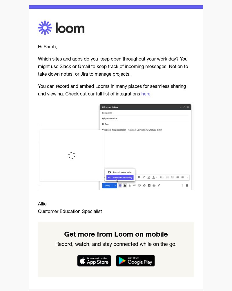 Loom - Connect Loom with Jira, Slack, Gmail, and more 👩💻