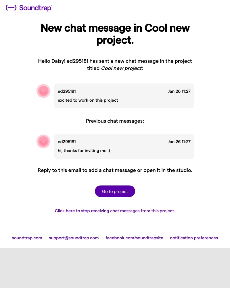 Soundtrap - Cool new project - new message