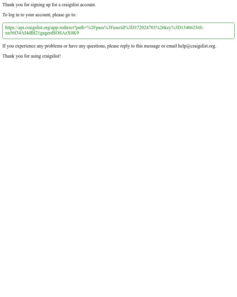 Craigslist - craigslist.org: New Craigslist Account d1808d9d@uifeed.com