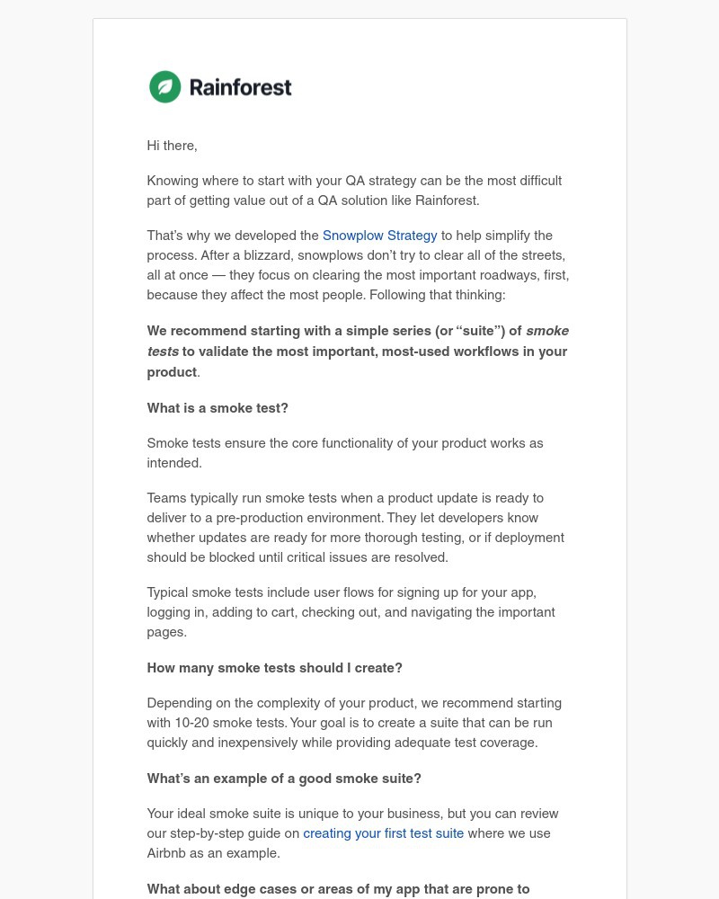 Rainforest - Creating your first test suite