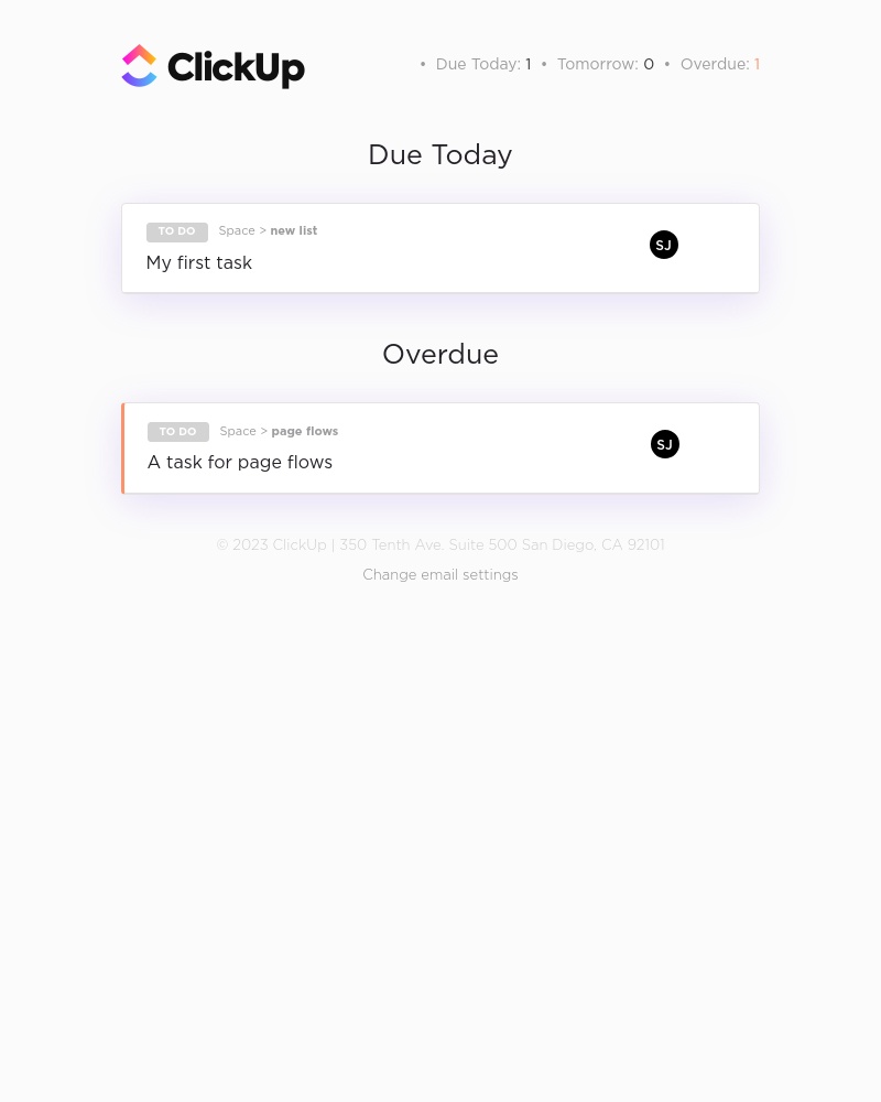 ClickUp - Daily Summary | Sarahs Workspace