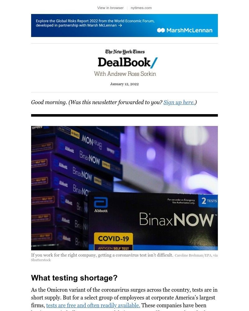 The New York Times - DealBook: The newest corporate perk