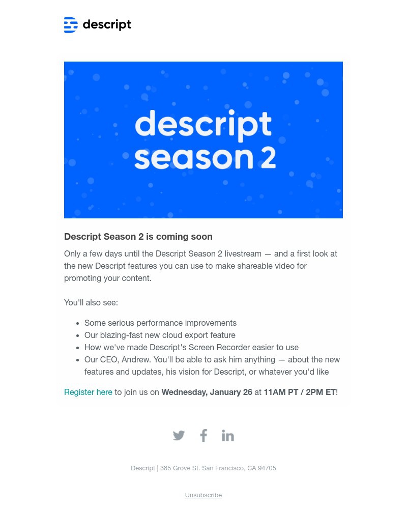 Descript - Descript Season 2: Register now!