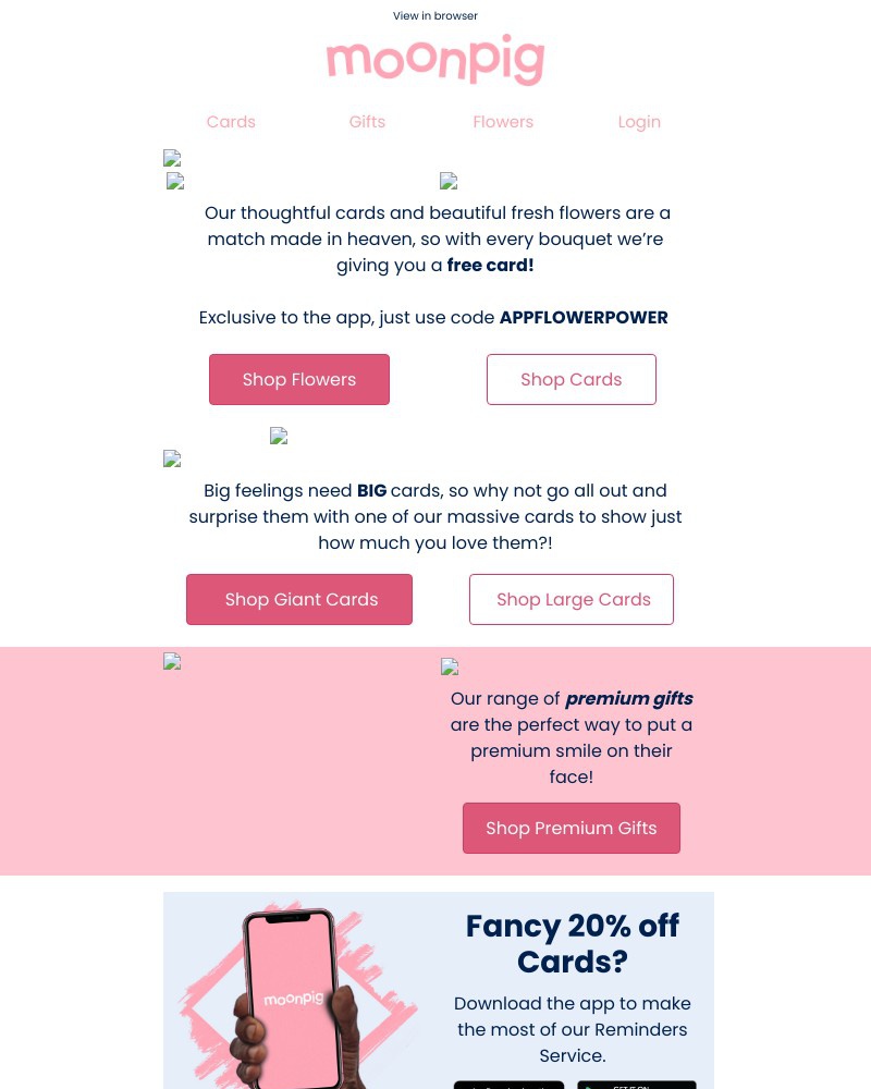 Moonpig - Did someone say FREE card with flowers?