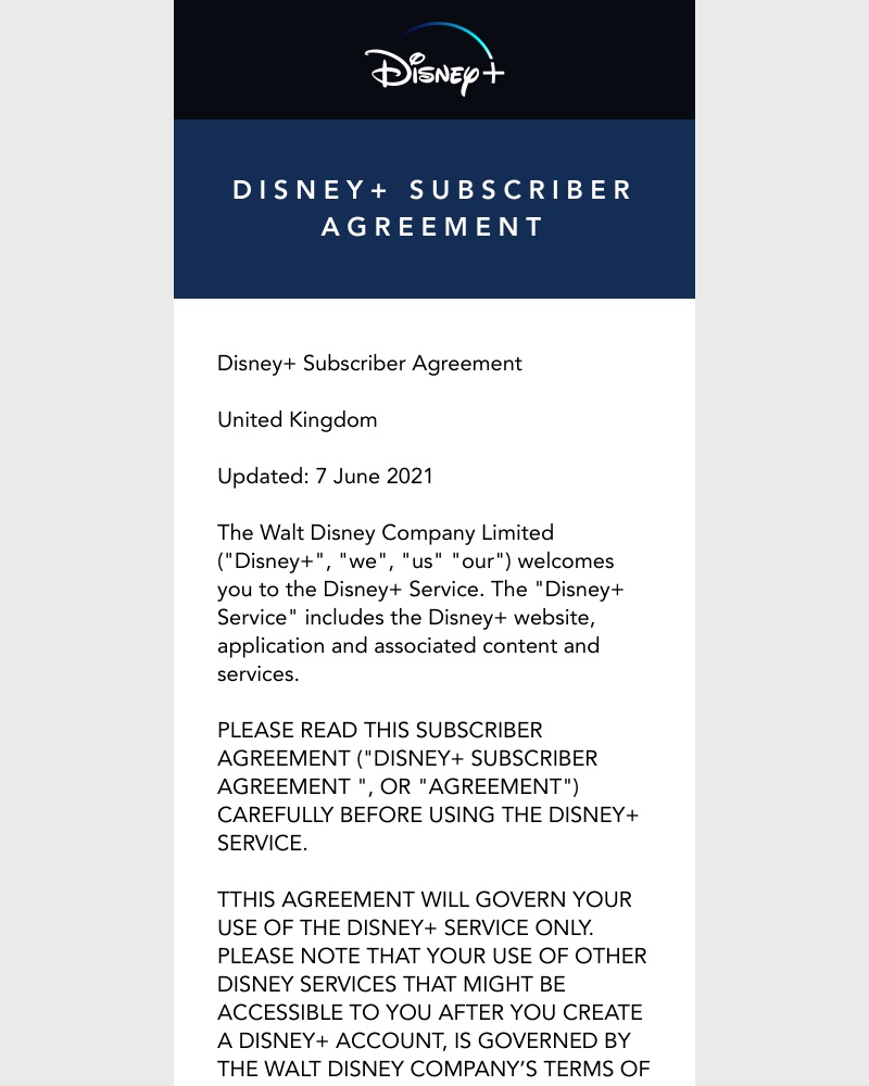 Disney+ - Disney+ Subscriber Agreement