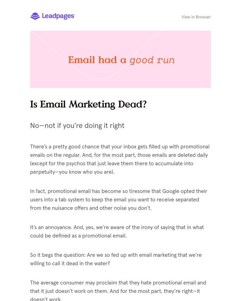 Leadpages - Do we still believe in email?